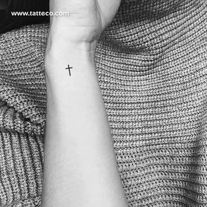 Small Minimalist Cross Temporary Tattoo - Set of 3 – Tatteco